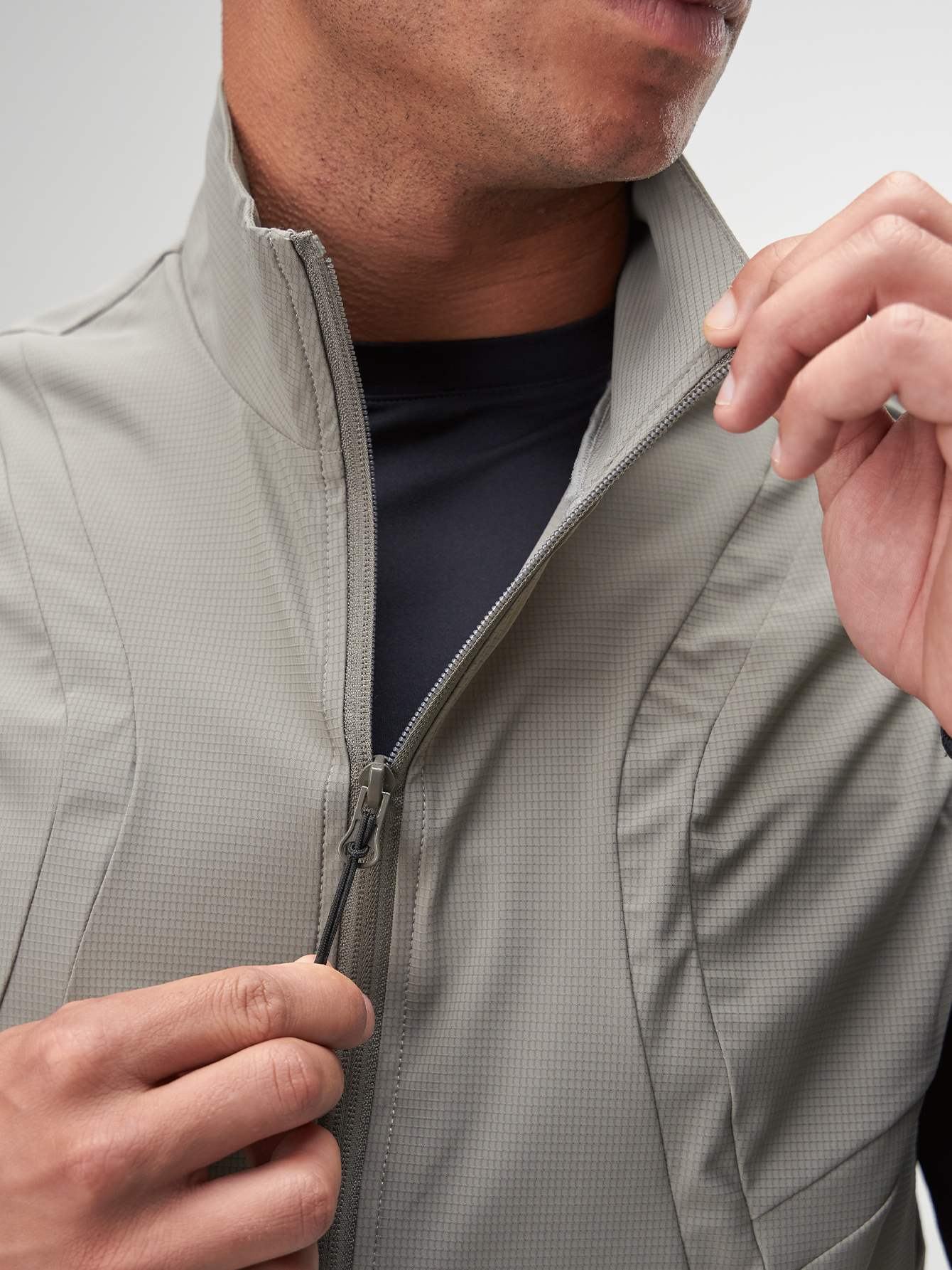 Men's Casual Versatile Zip-Up Vest, Grey, Autumn