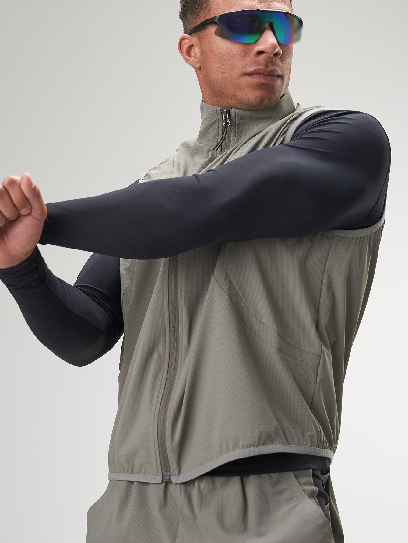 Men's Casual Versatile Zip-Up Vest, Grey, Autumn