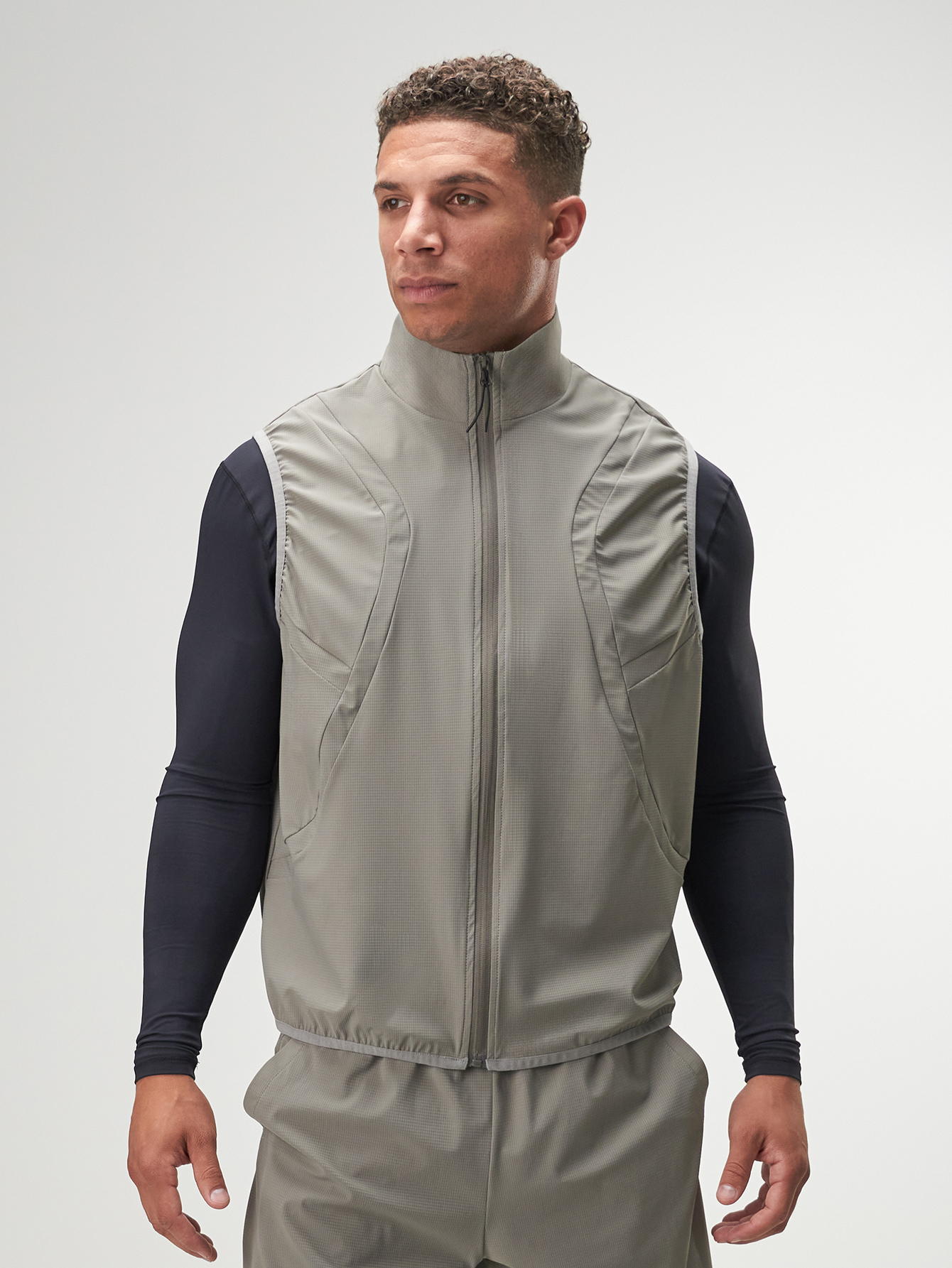 Men's Casual Versatile Zip-Up Vest, Grey, Autumn