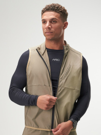 Men's Khaki Zip Front Casual Versatile Vest, Autumn