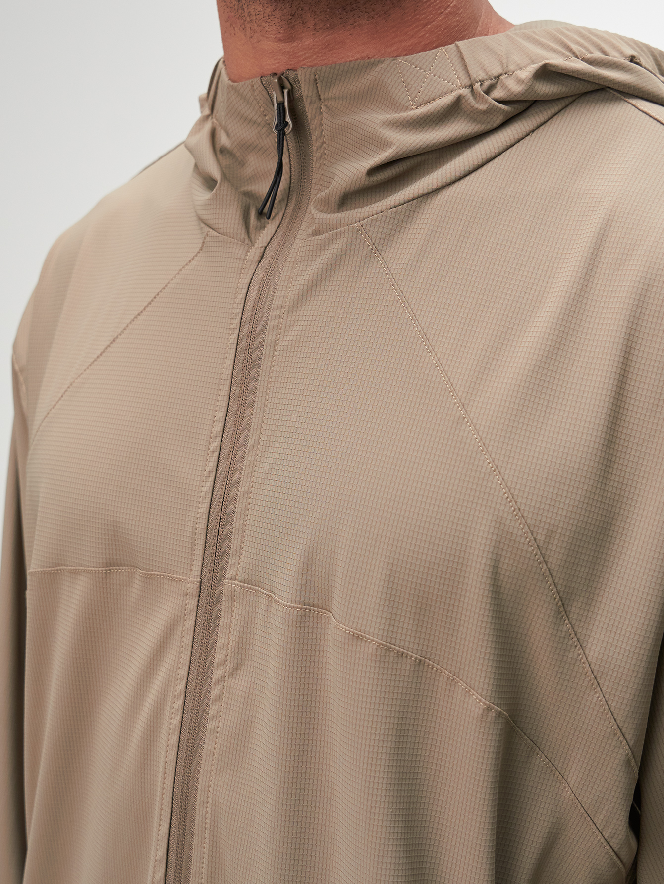 Men's Casual Brown Zip-Up Hooded Jacket, Autumn