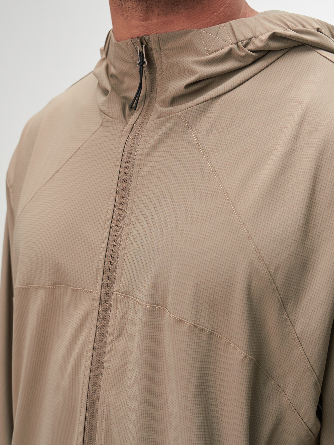 Men's Casual Brown Zip-Up Hooded Jacket, Autumn