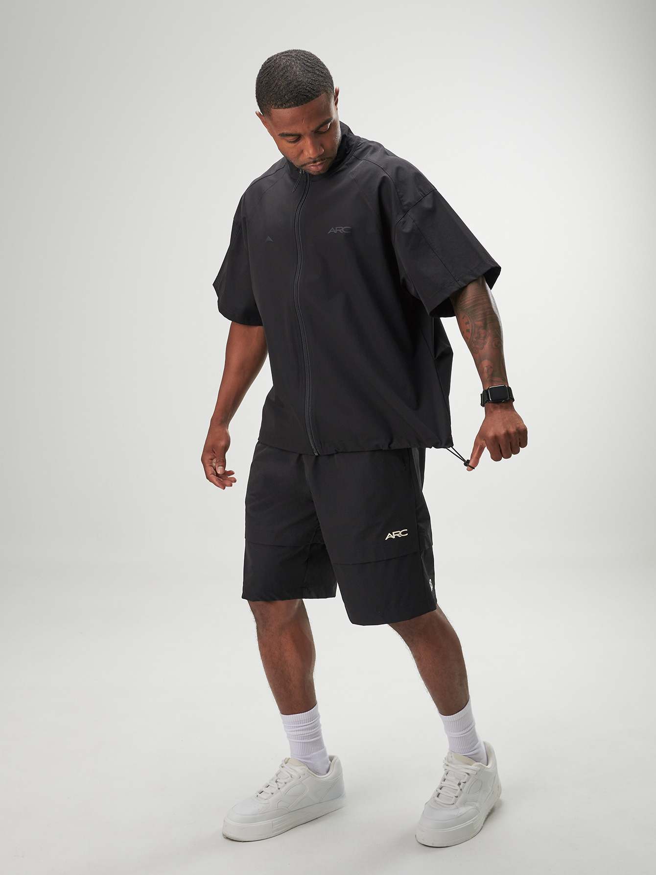 ARC Activewear Full Zip Sweater Jacket Performance Top Gym Workout Long Sleeve Track Suit