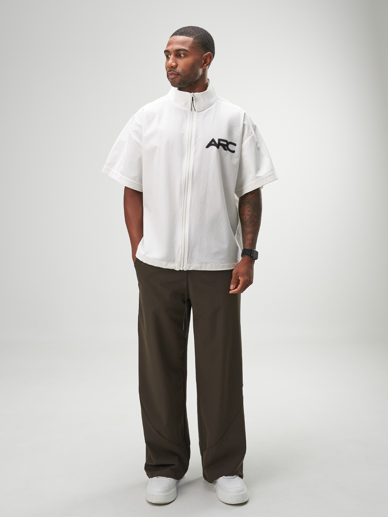 ARC Activewear Full Zip Sweater Jacket Performance Top Gym Workout Long Sleeve Track Suit