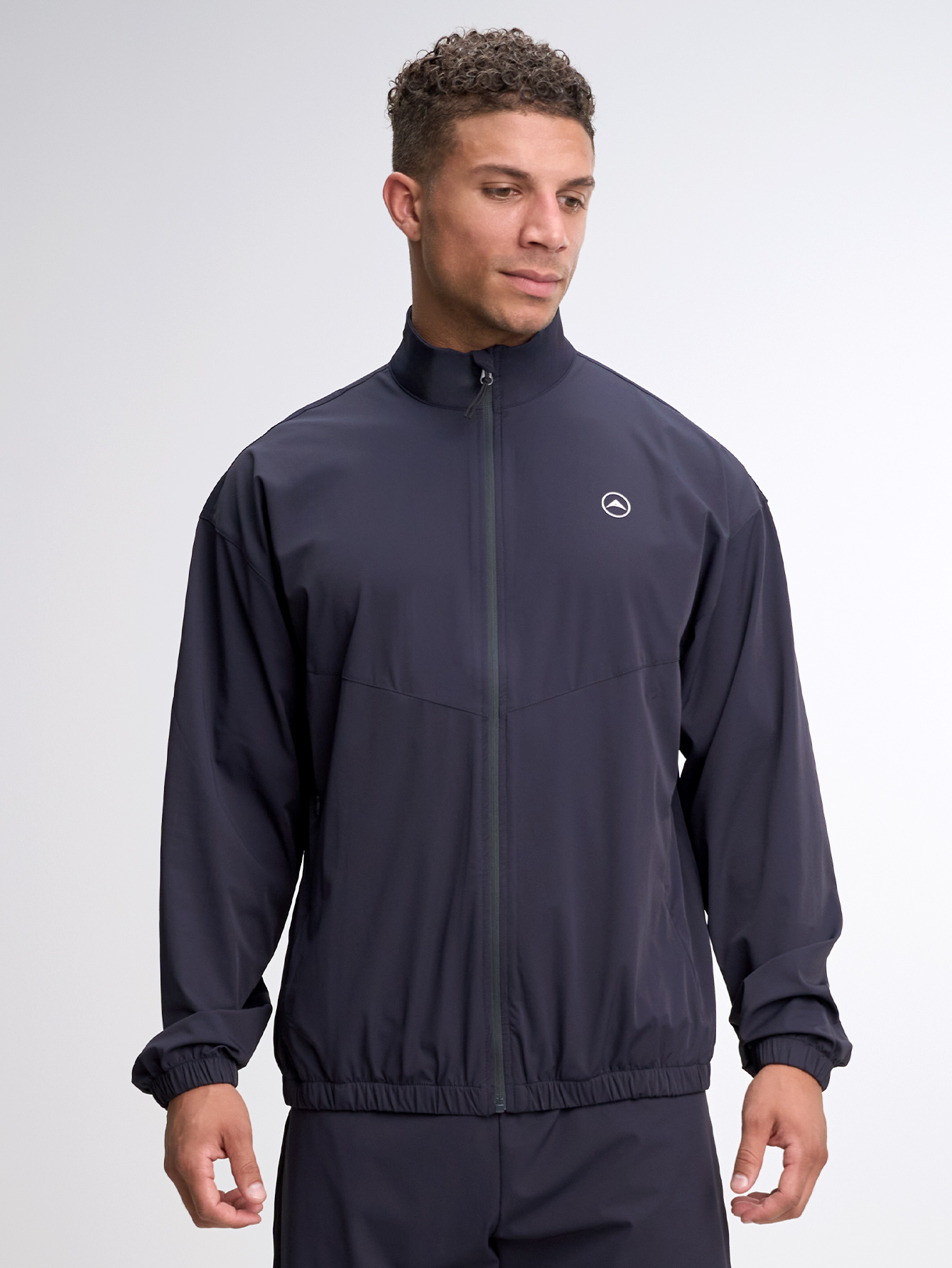 Men's Geometric Print Long Sleeve Zip Front Sports Jacket