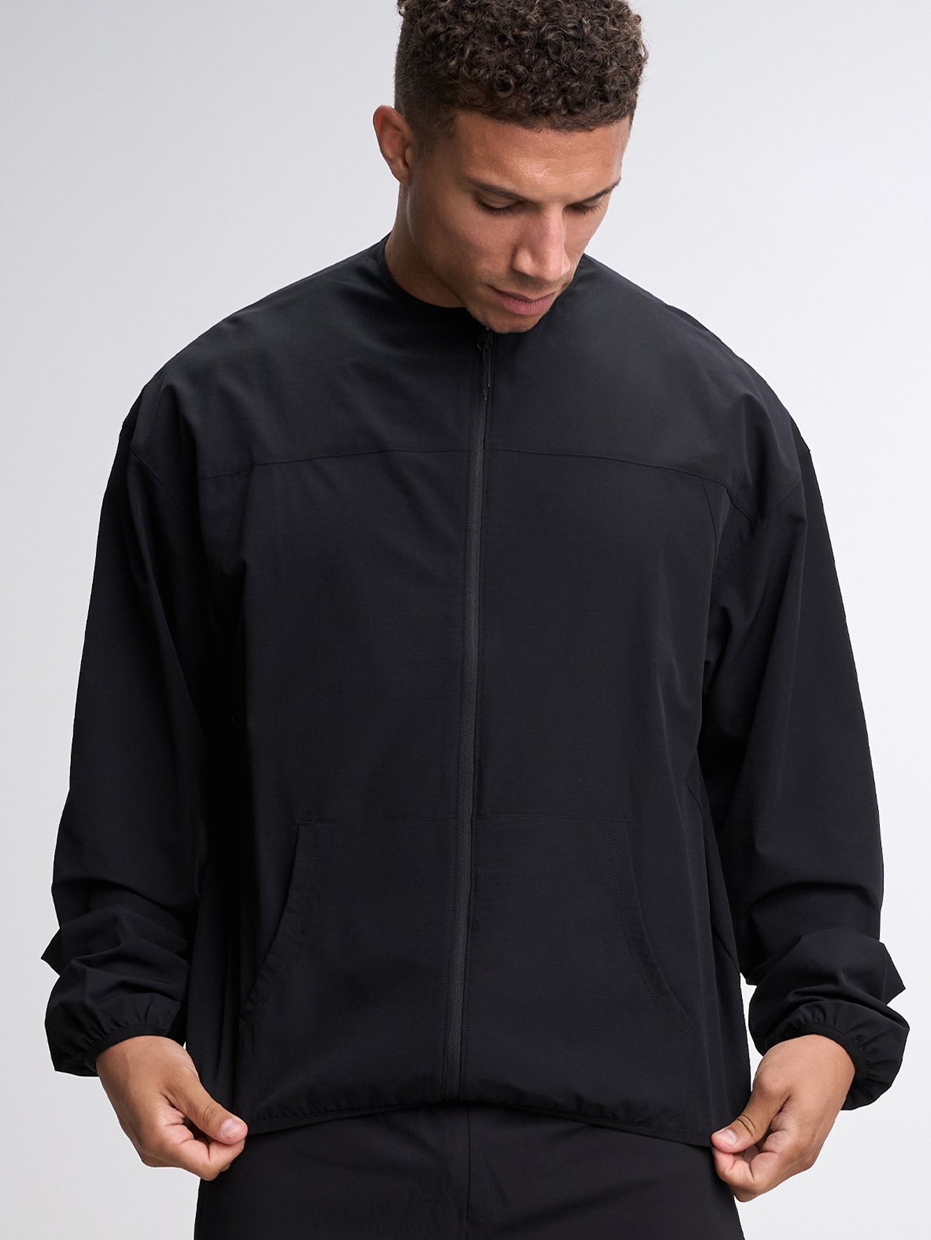 Men's Autumn Slogan Print Long Sleeve Zip-Up Half Placket Casual Hoodie Jacket