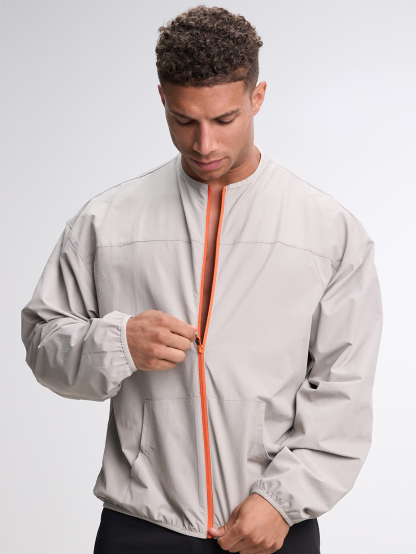 Men's Autumn Slogan Print Long Sleeve Zip-Up Half Placket Casual Hoodie Jacket
