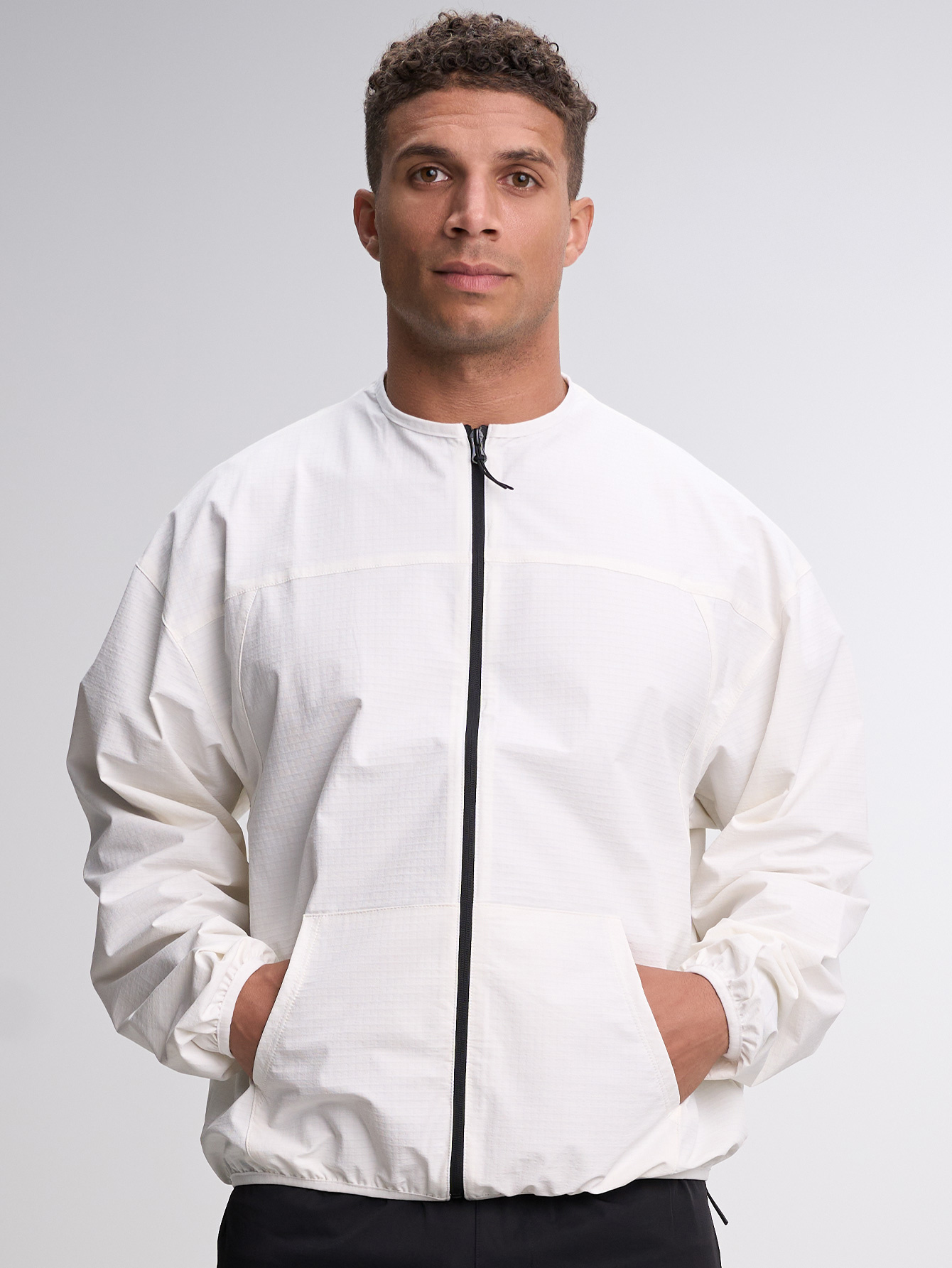 Men's Autumn Slogan Print Long Sleeve Zip-Up Half Placket Casual Hoodie Jacket