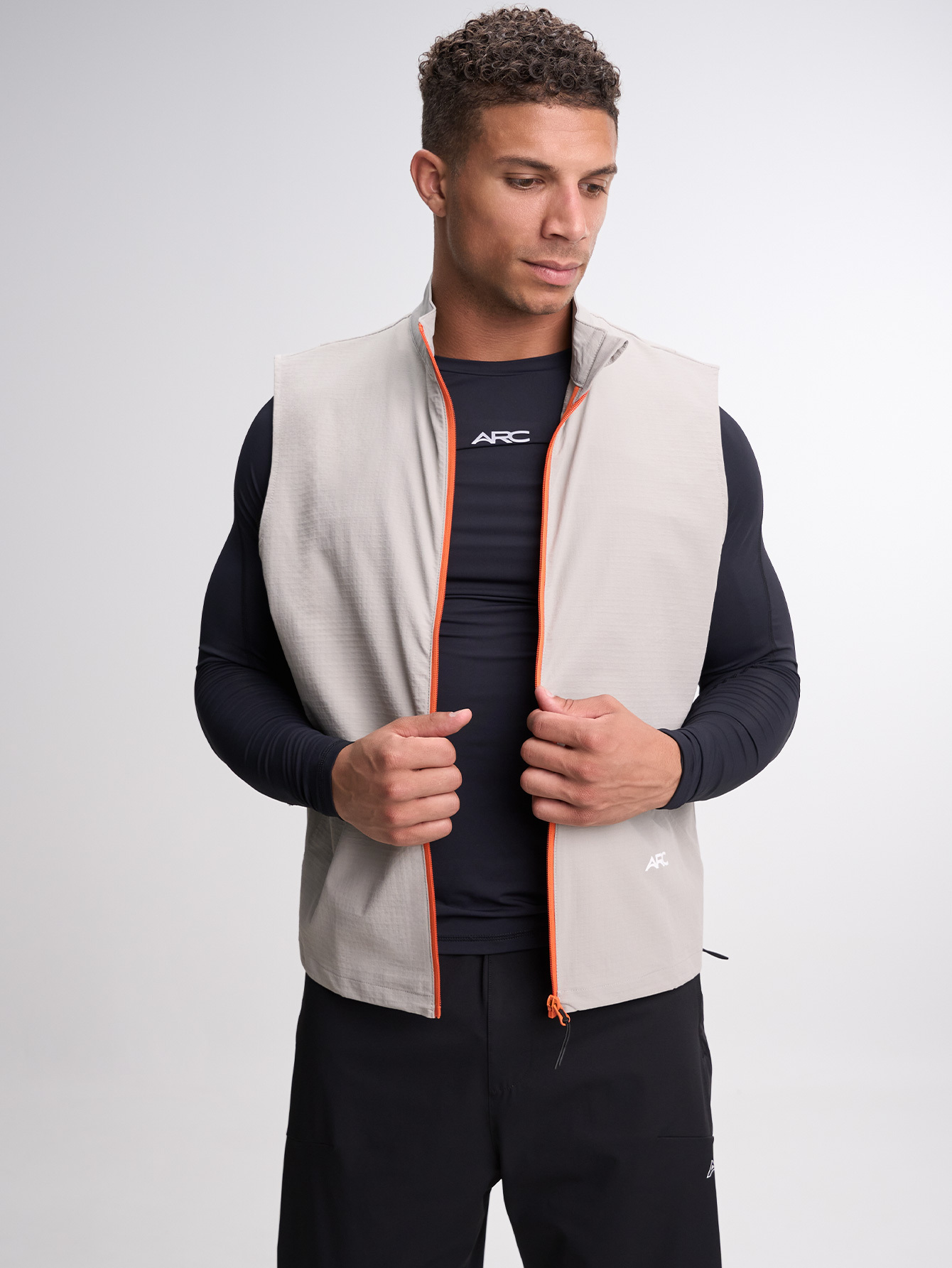 Men's Letter Print Zip Front Jacket Vest
