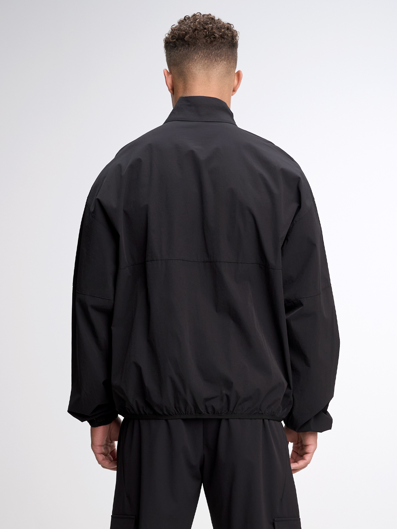 Men's Autumn Slogan Print Long Sleeve Zip-Up Half Placket Casual Hoodie Jacket