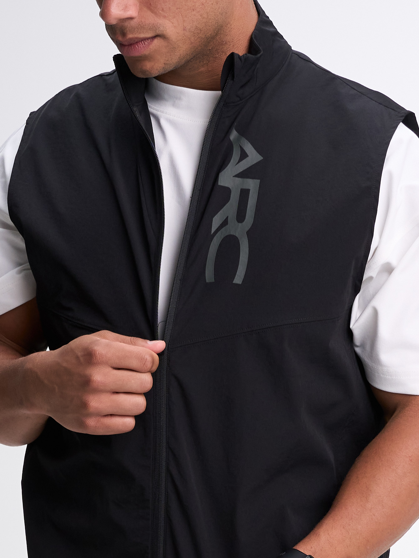 Men's Letter Print Zip Front Jacket Vest