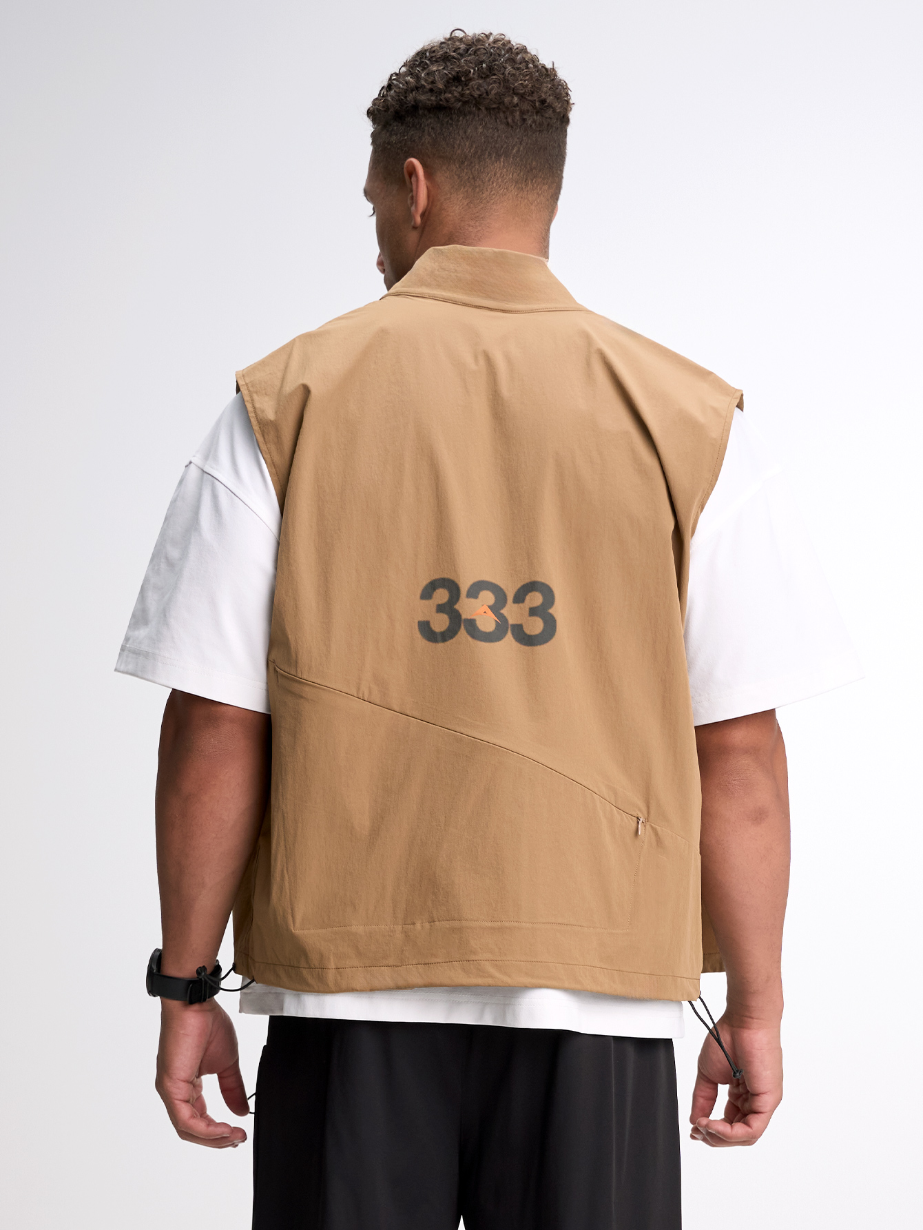 Men's Letter Print Zip Front Jacket Vest