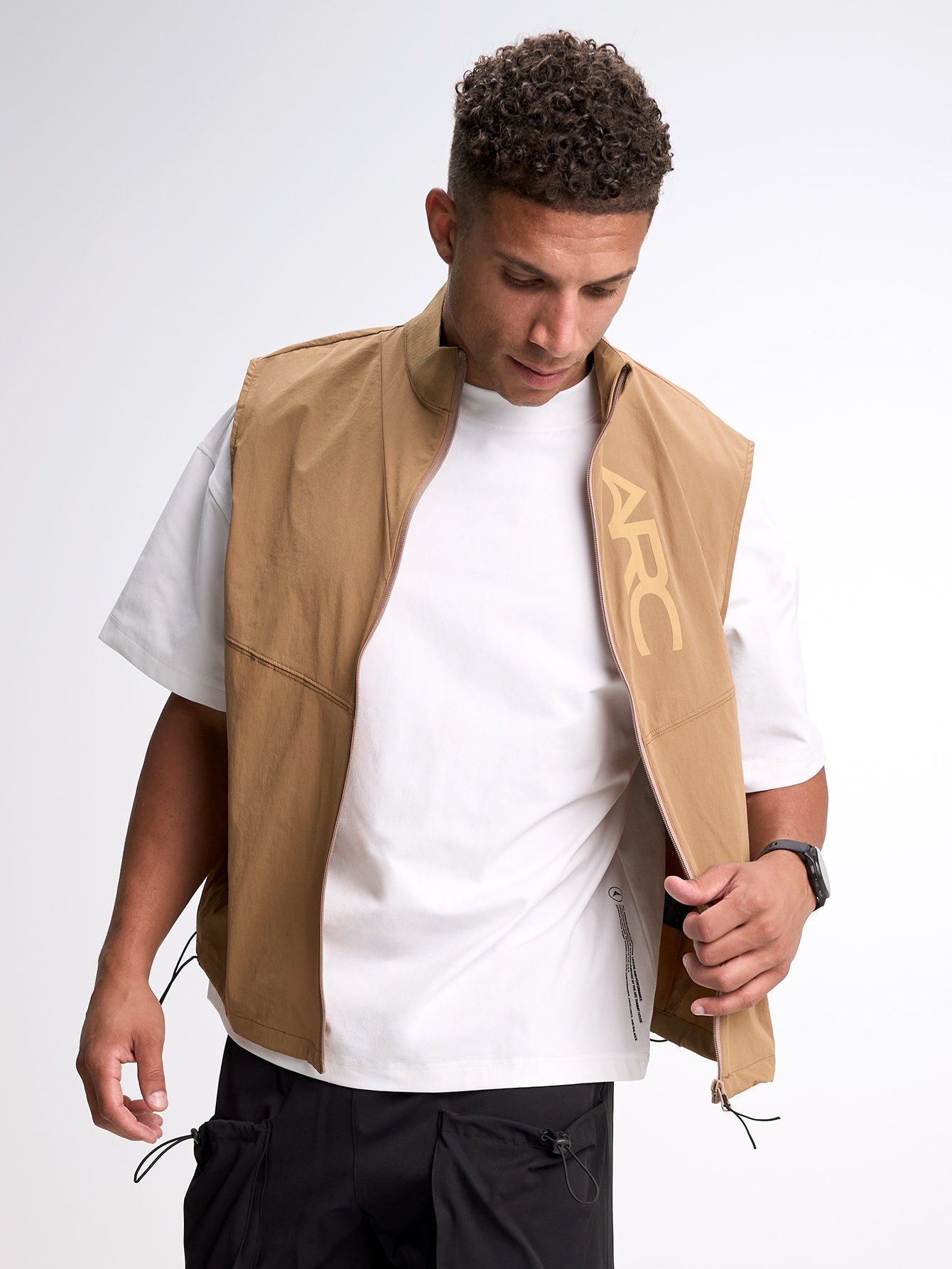 Men's Letter Print Zip Front Jacket Vest