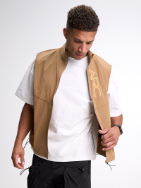 Men's Letter Print Zip Front Jacket Vest