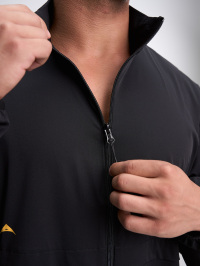 Men's Black Zip-Up Collar Sports Jacket