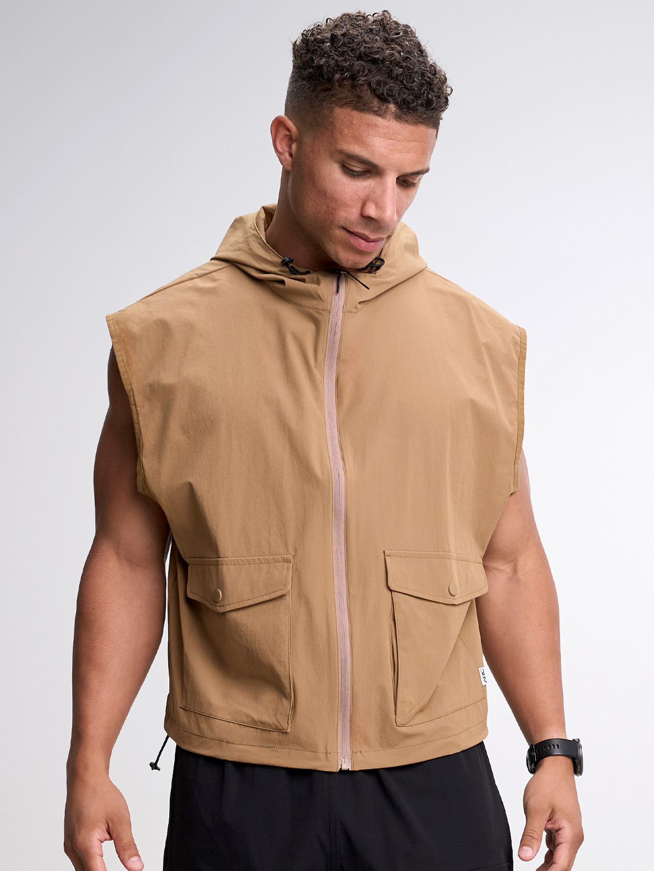 Men's Zipper Front Utility Pocket Casual Hooded Vest