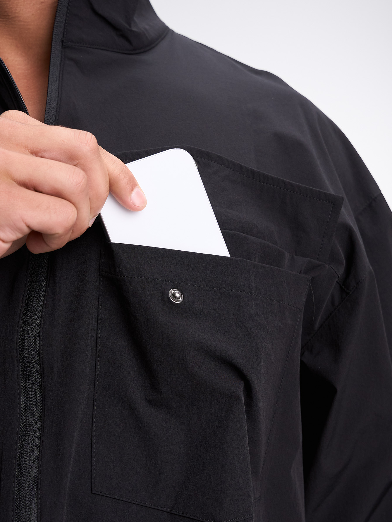 Letter Print Stand Collar Pocket Zip-Up Long Sleeve Jacket