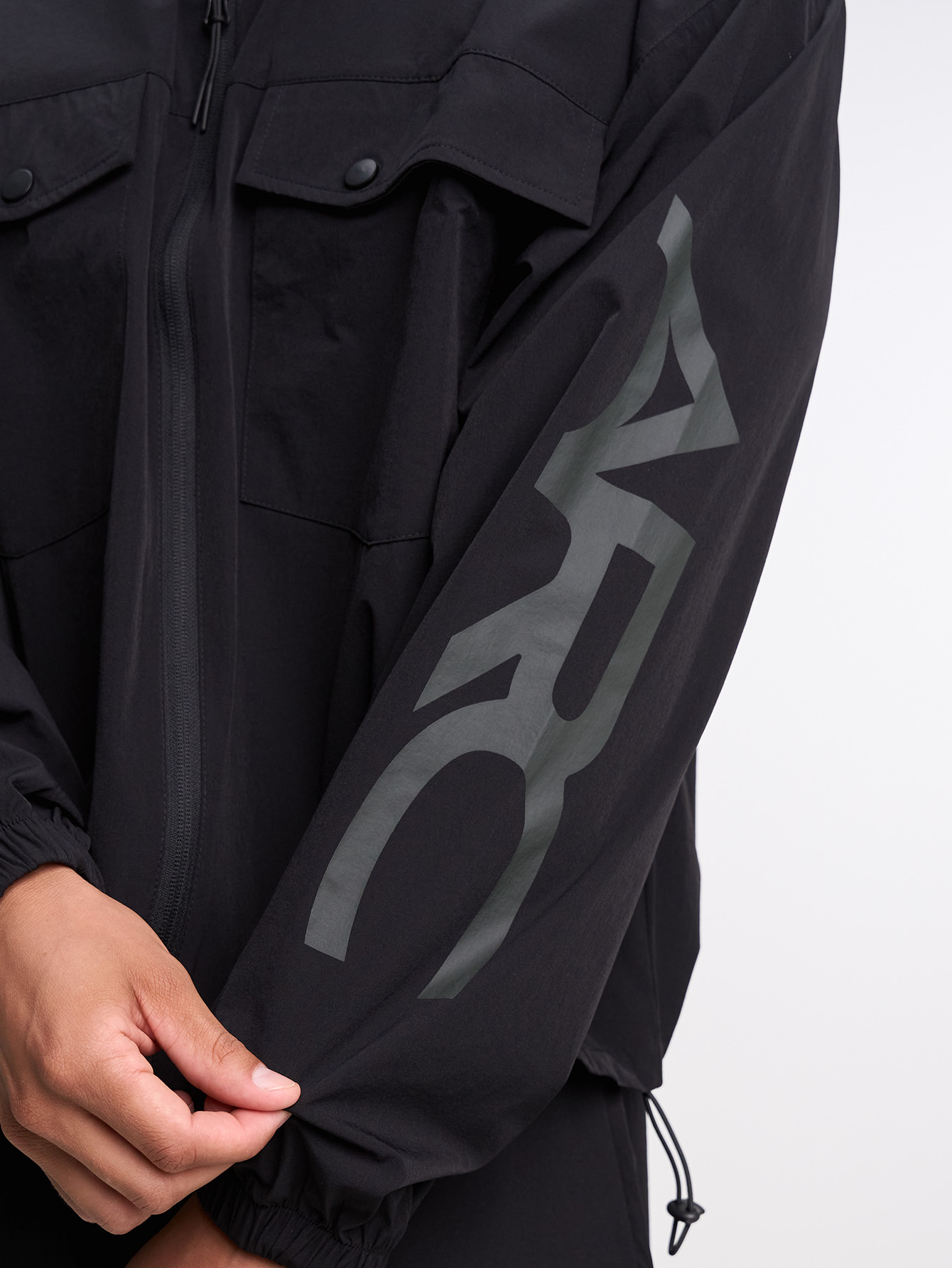 Letter Print Stand Collar Pocket Zip-Up Long Sleeve Jacket