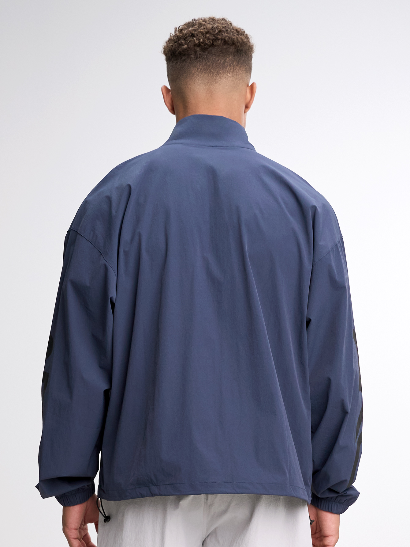 Men Letter Print Stand Collar Pocket Zip-Up Long Sleeve Jacket, Fall