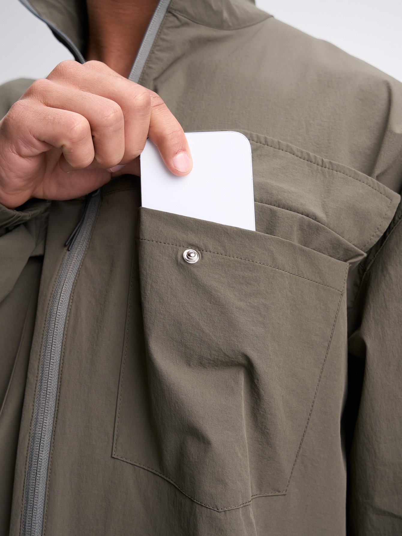 Letter Print Stand Collar Pocket Zip-Up Long Sleeve Jacket