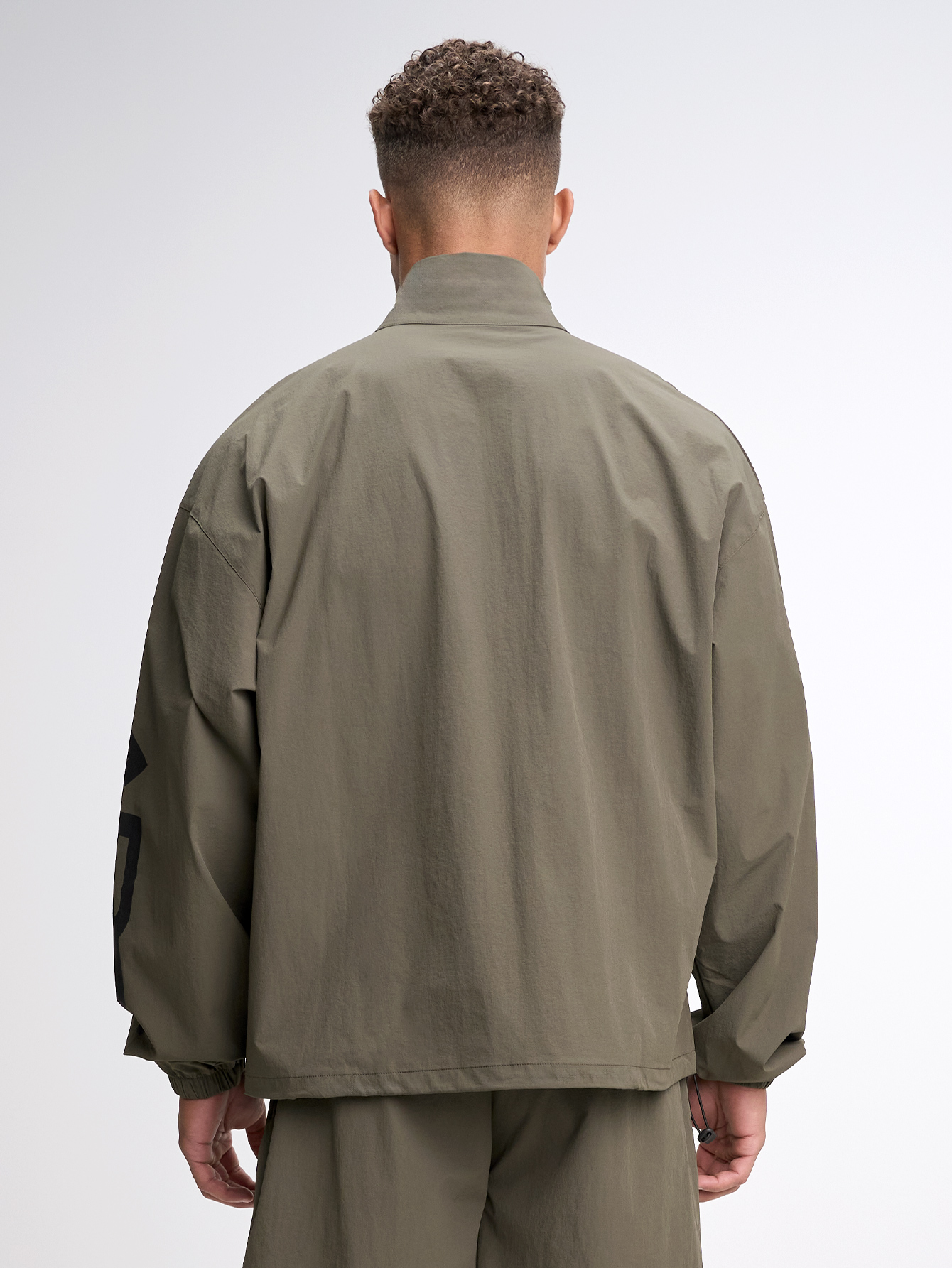 Letter Print Stand Collar Pocket Zip-Up Long Sleeve Jacket