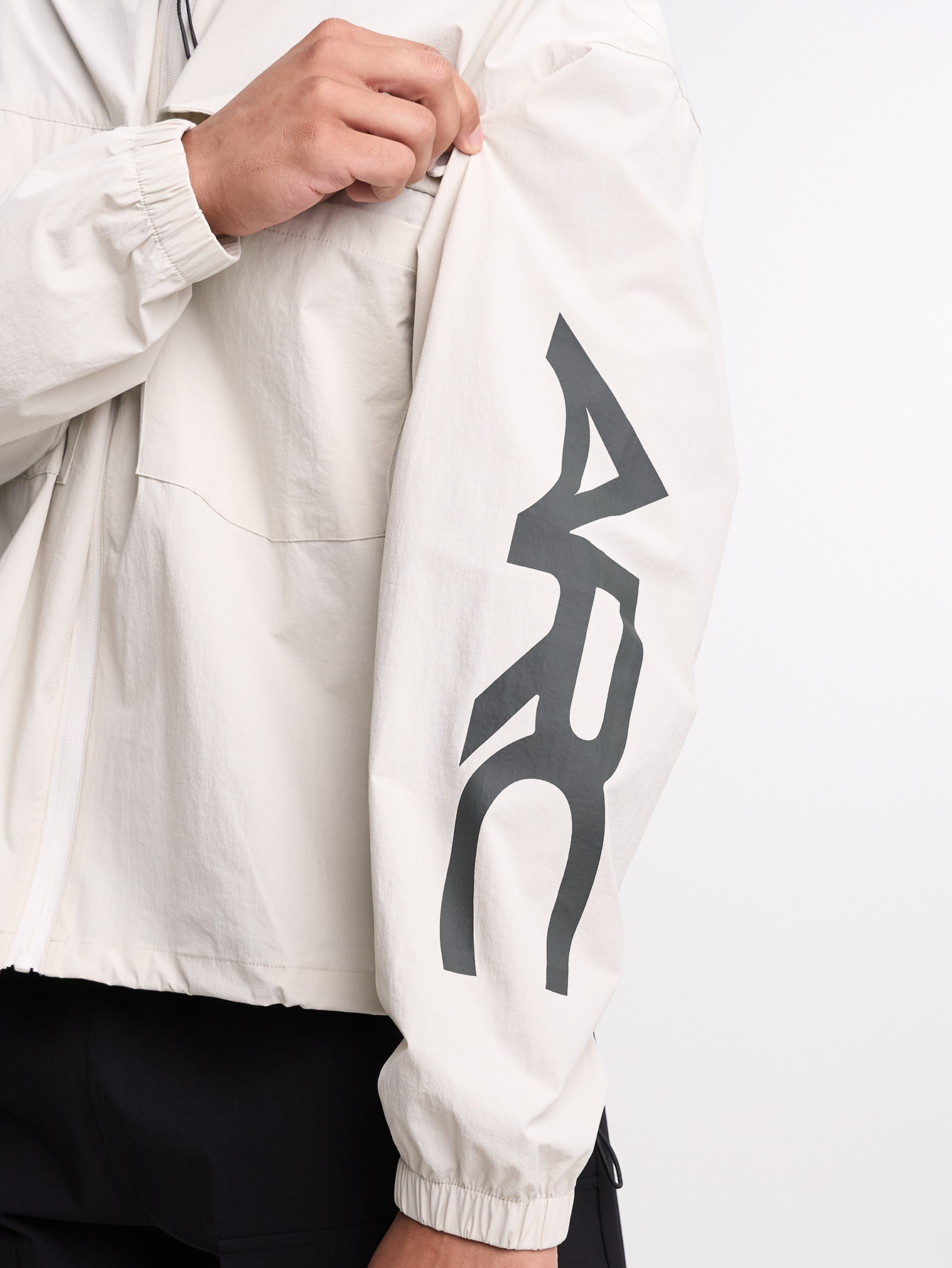 Men's Letter Print Pocket Design Zip Front Casual Jacket