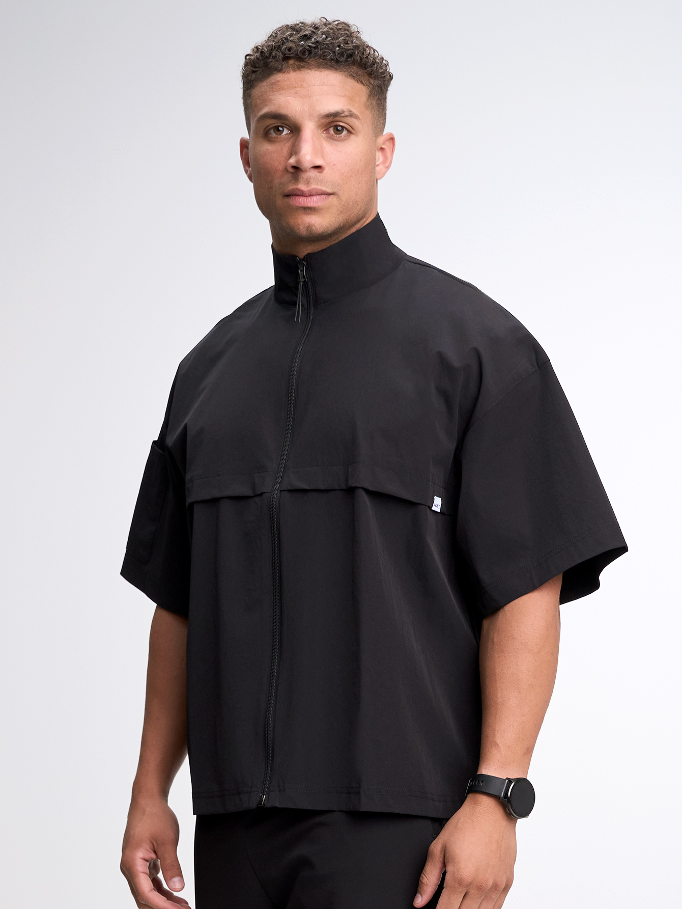 Men's Short Sleeve Zip-Up Collar Sports Jacket