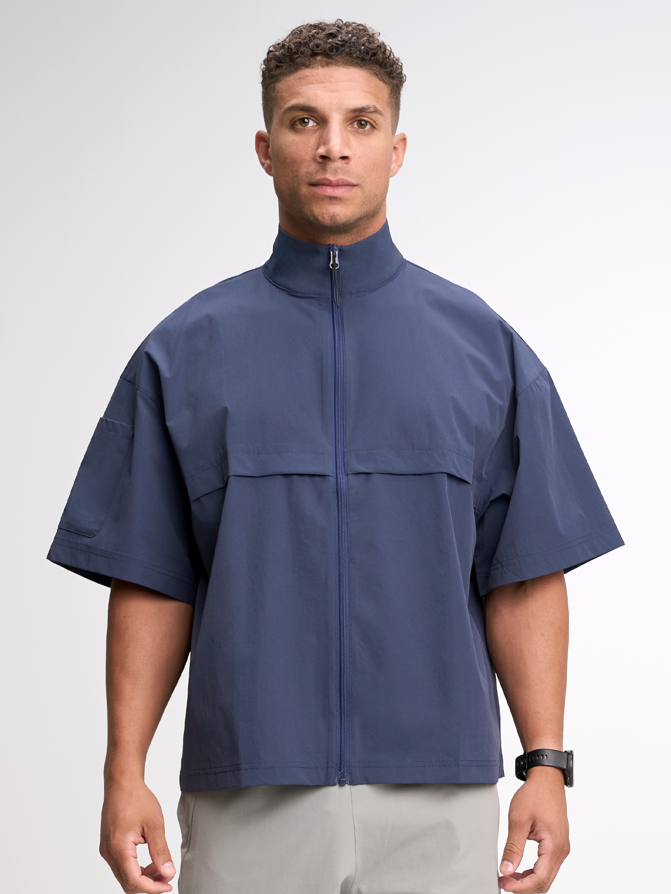 Men's Short Sleeve Zip-Up Collar Sports Jacket