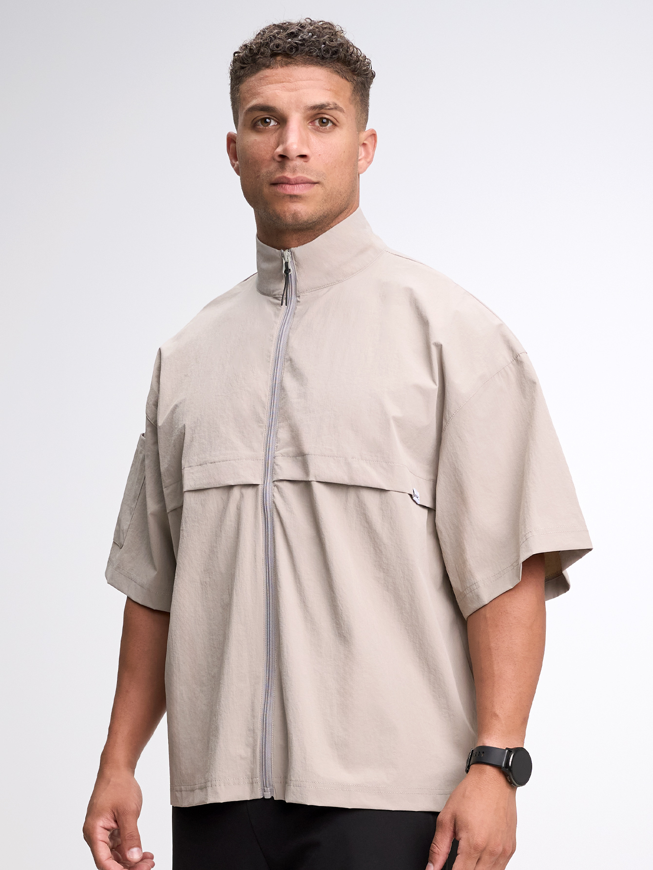 Men's Short Sleeve Zip-Up Collar Sports Jacket