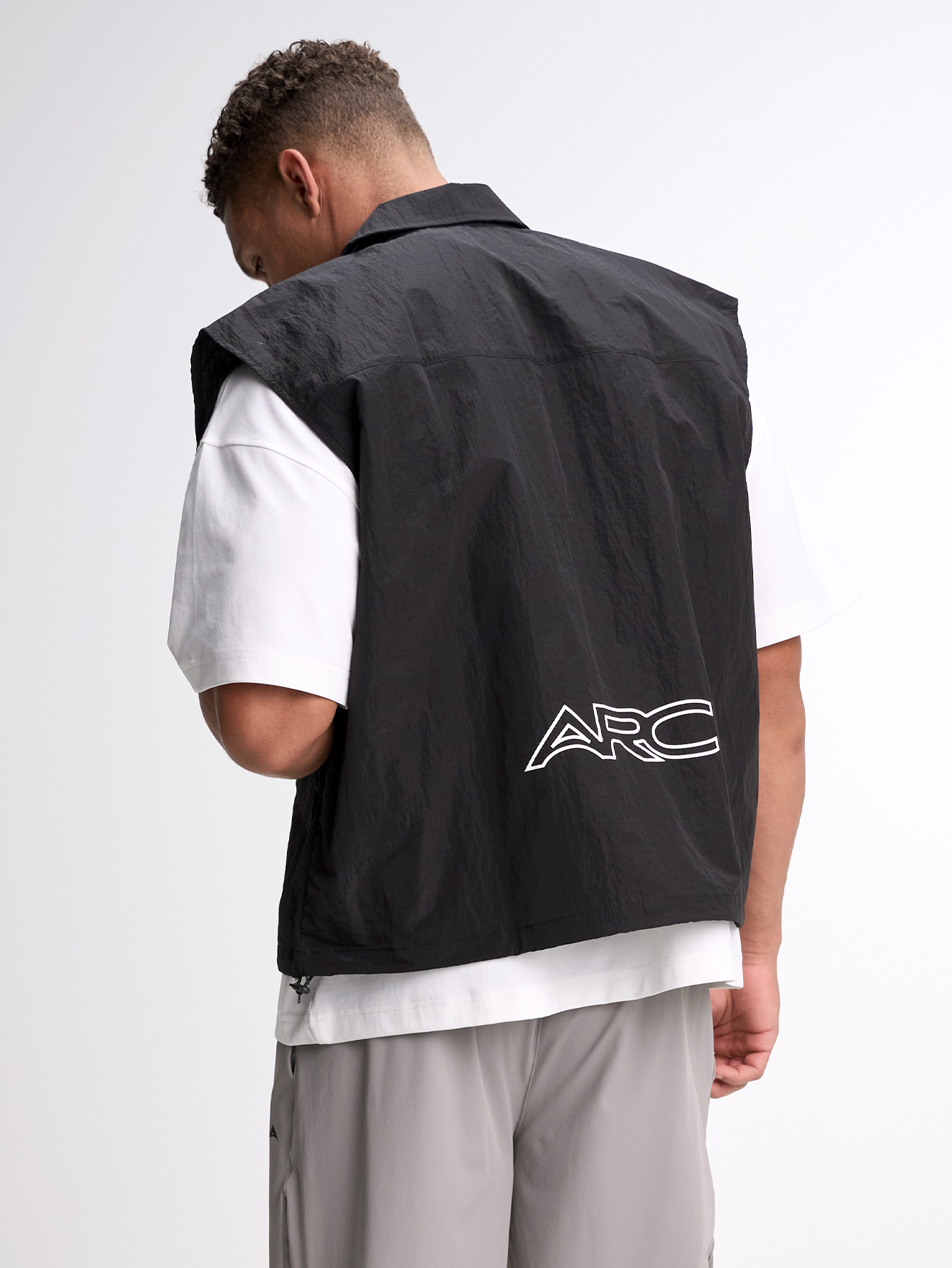 Men's Letter Print Zip Front Jacket Vest