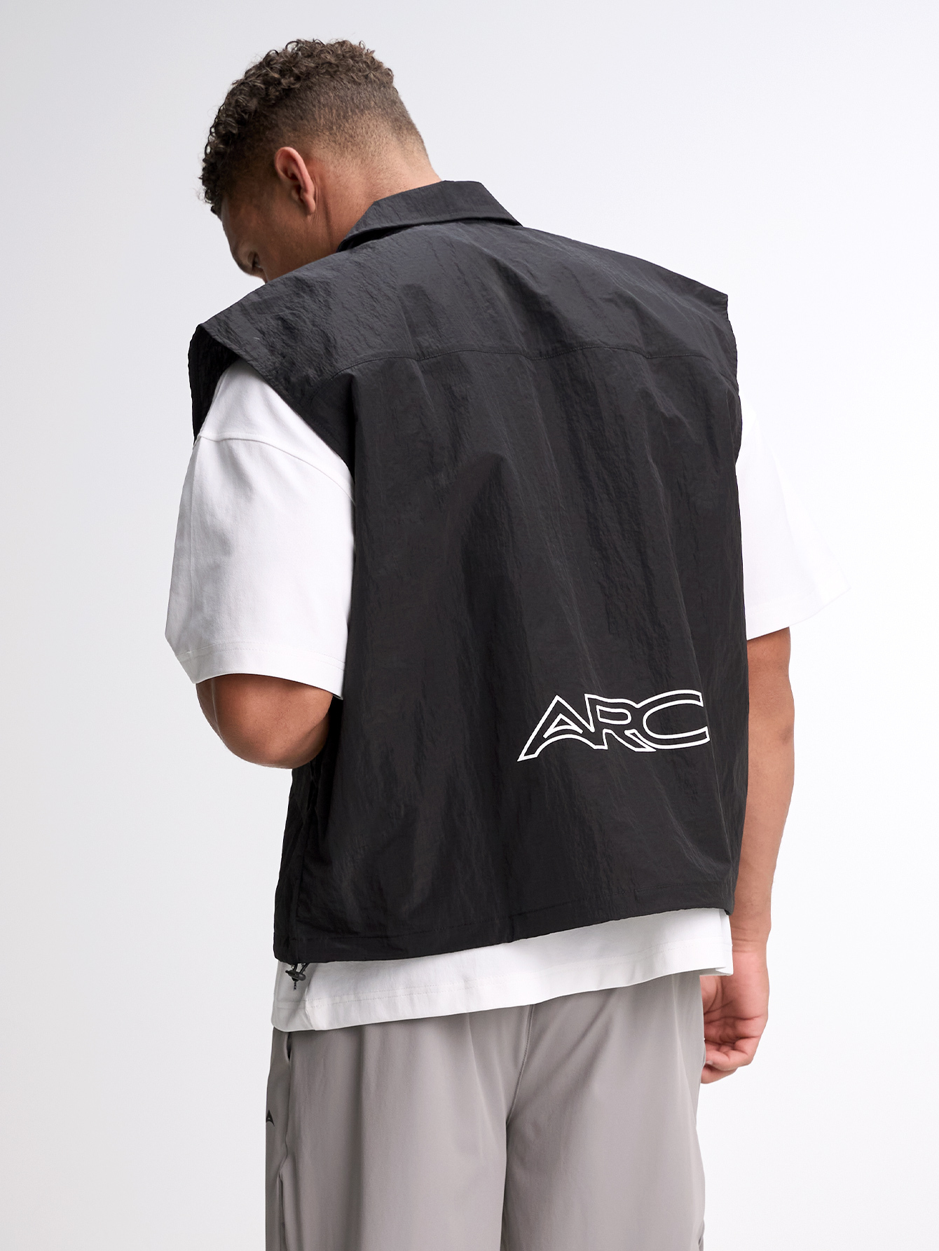 Men's Letter Print Zip Front Jacket Vest