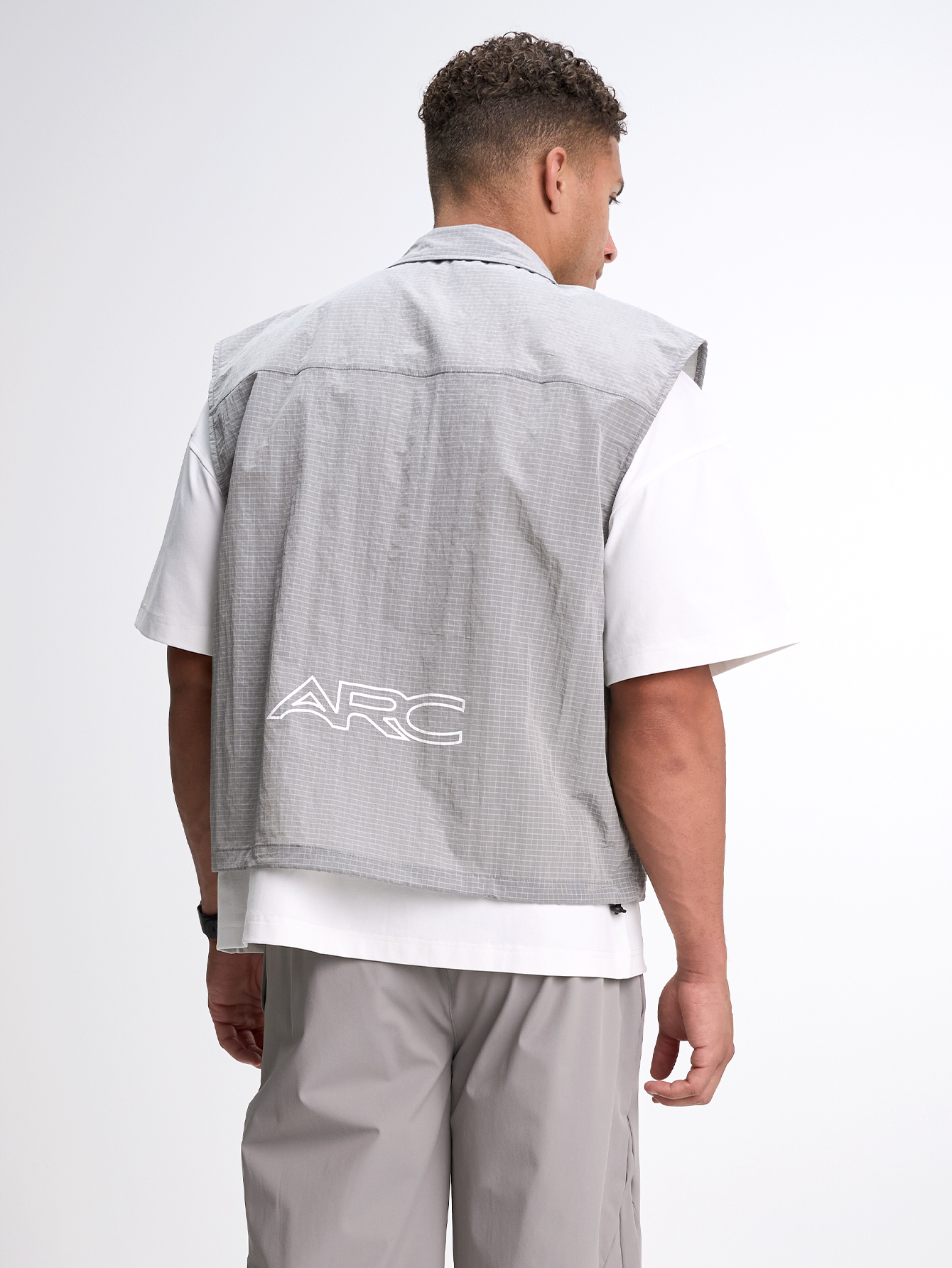 Men's Letter Print Zip Front Jacket Vest