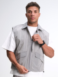 Men's Letter Print Zip Front Jacket Vest