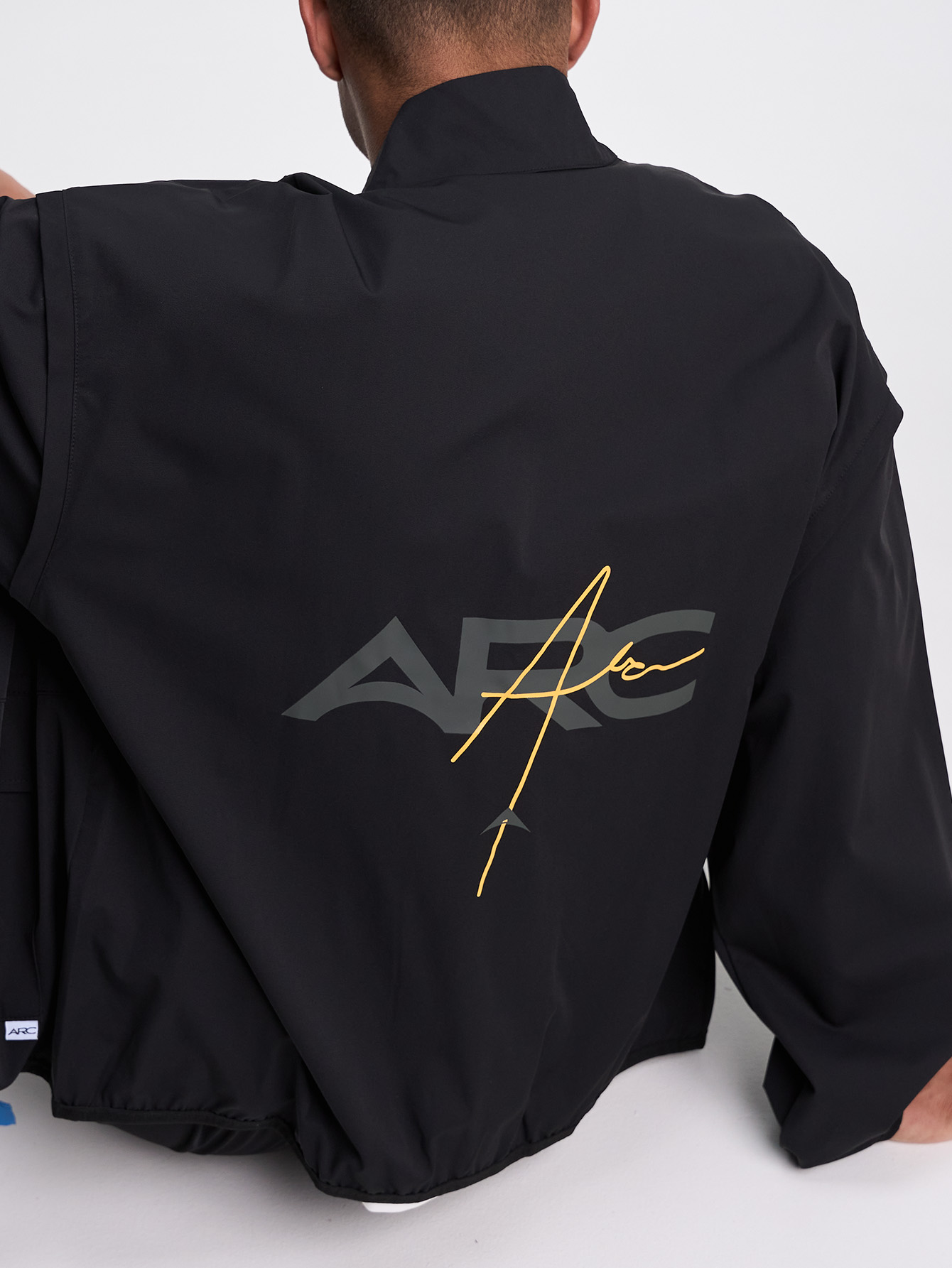 Men's Black Zip-Up Collar Sports Jacket