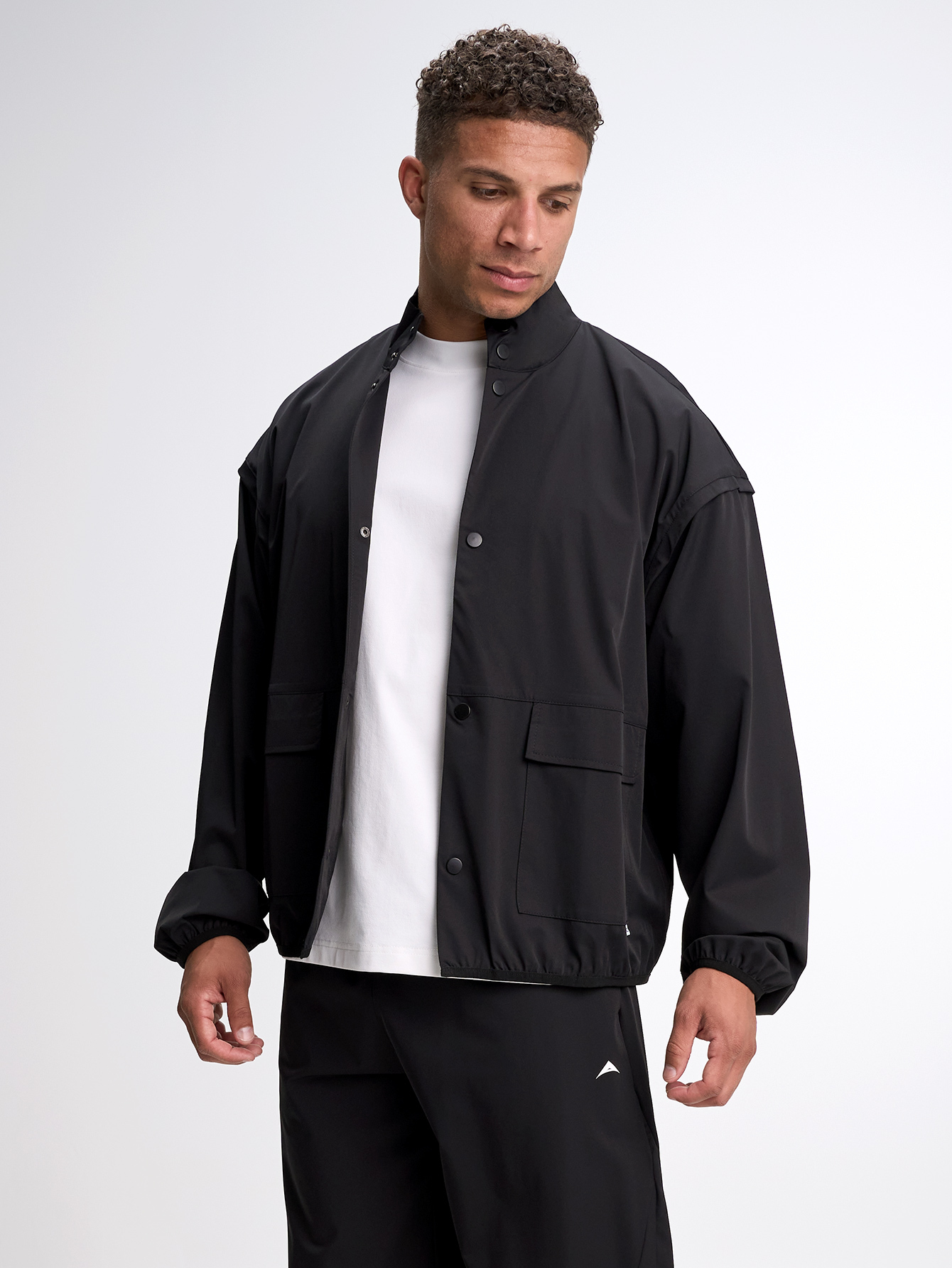 Men's Black Zip-Up Collar Sports Jacket