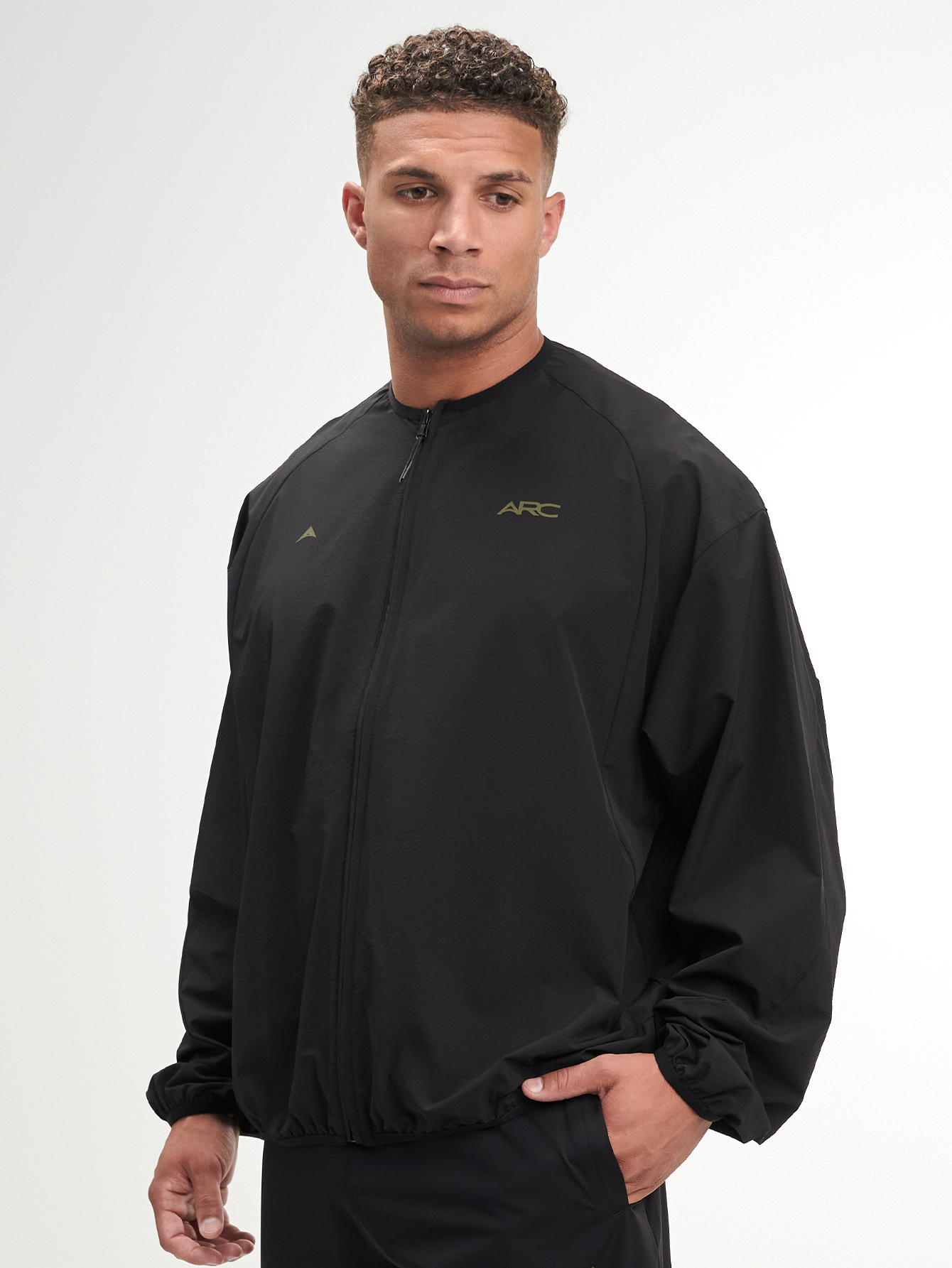 Men's Letter Print Raglan Sleeve Casual Jacket, Black