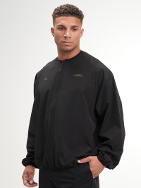 Men's Letter Print Raglan Sleeve Casual Jacket, Black