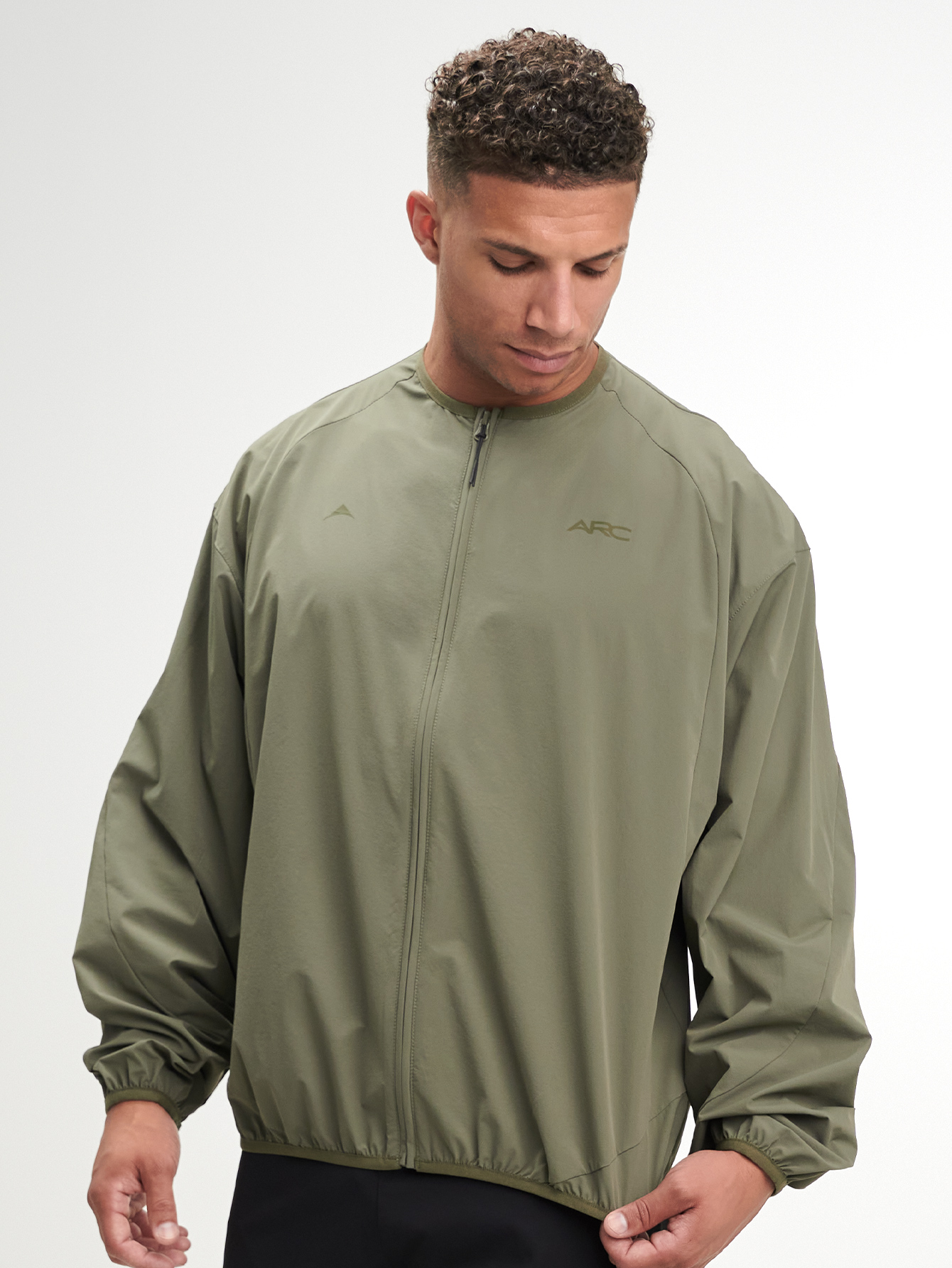 Men's Letter Print Raglan Sleeve Casual Jacket, Green