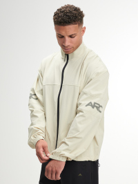 Men's Letter Print Long Sleeve Zip Front Jacket, Beige