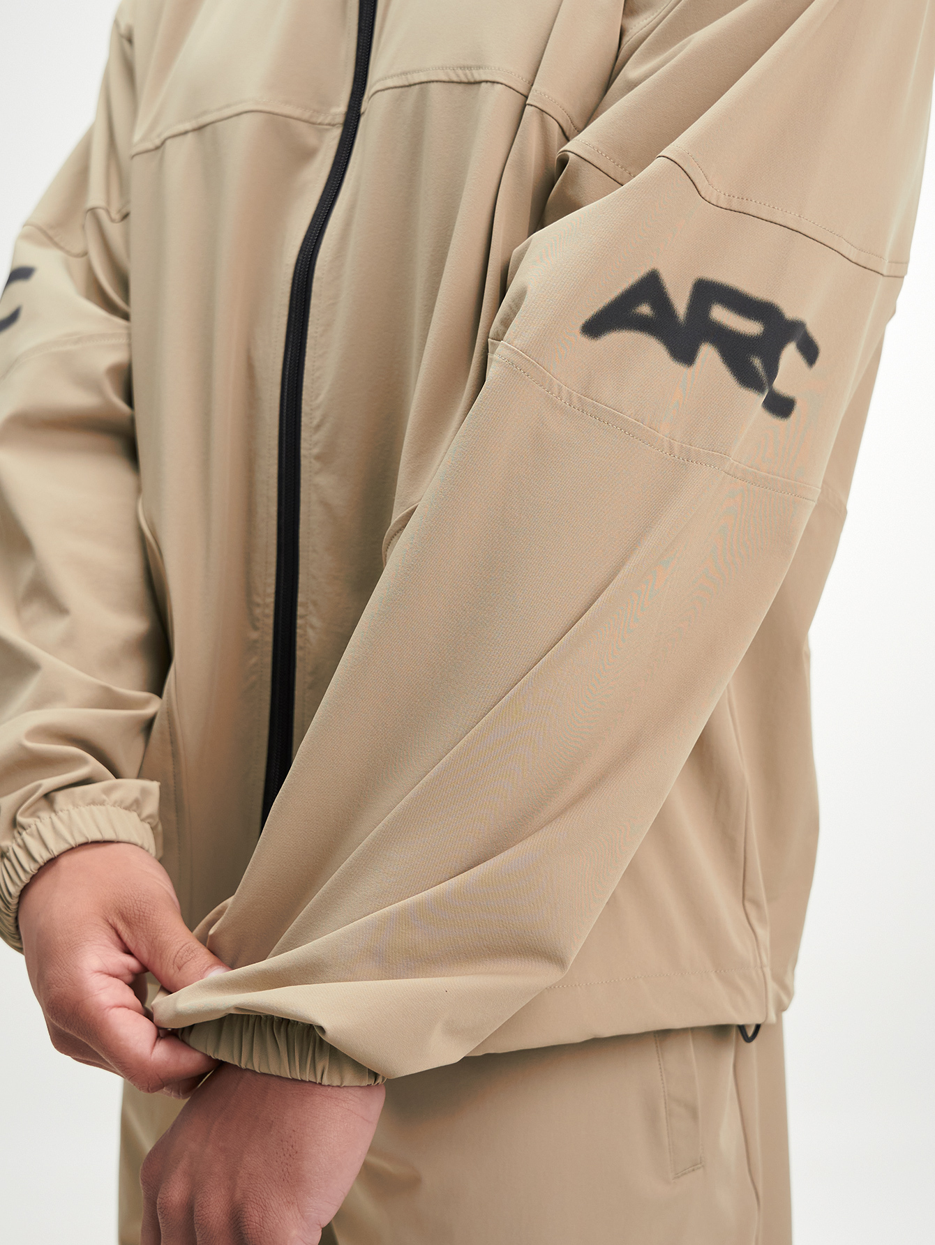 Men's Letter Print Long Sleeve Zip Front Jacket, Brown