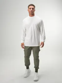 Progression Long Sleeve Oversized White Gym Shirt for Men, Breathable Performance Top for Workouts and Activewear