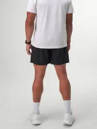 Flow Form 5" 2-in-1 Short in Black for men, perfect for running, basketball, and gym workouts with quick-dry fabric.