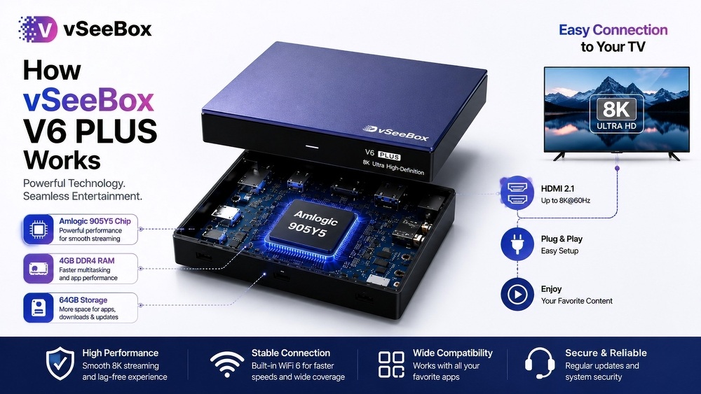 How does vSeeBox V6 Plus V6 flagship work - Amlogic 905Y5 technology explained