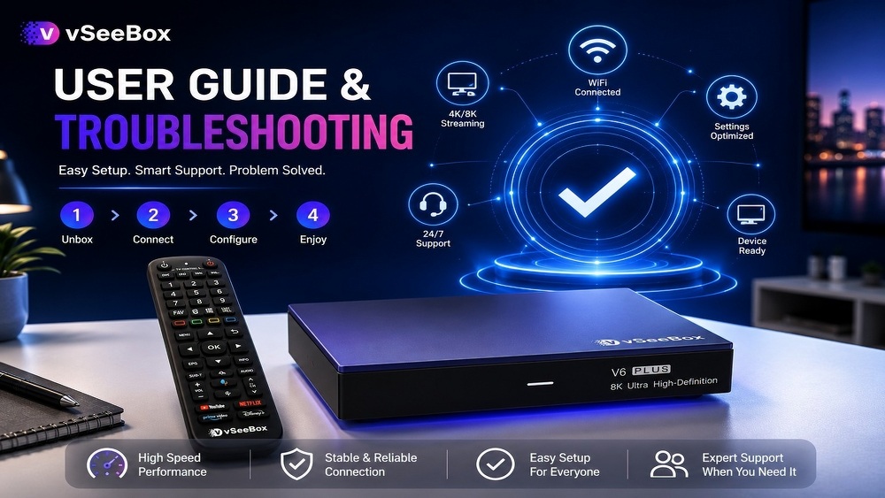 vSeeBox user guide and troubleshooting manual - fix remote WiFi HDMI issues