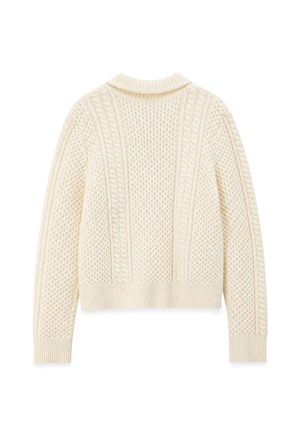 Cropped Collar Knit Sweater with Drawstring Detail