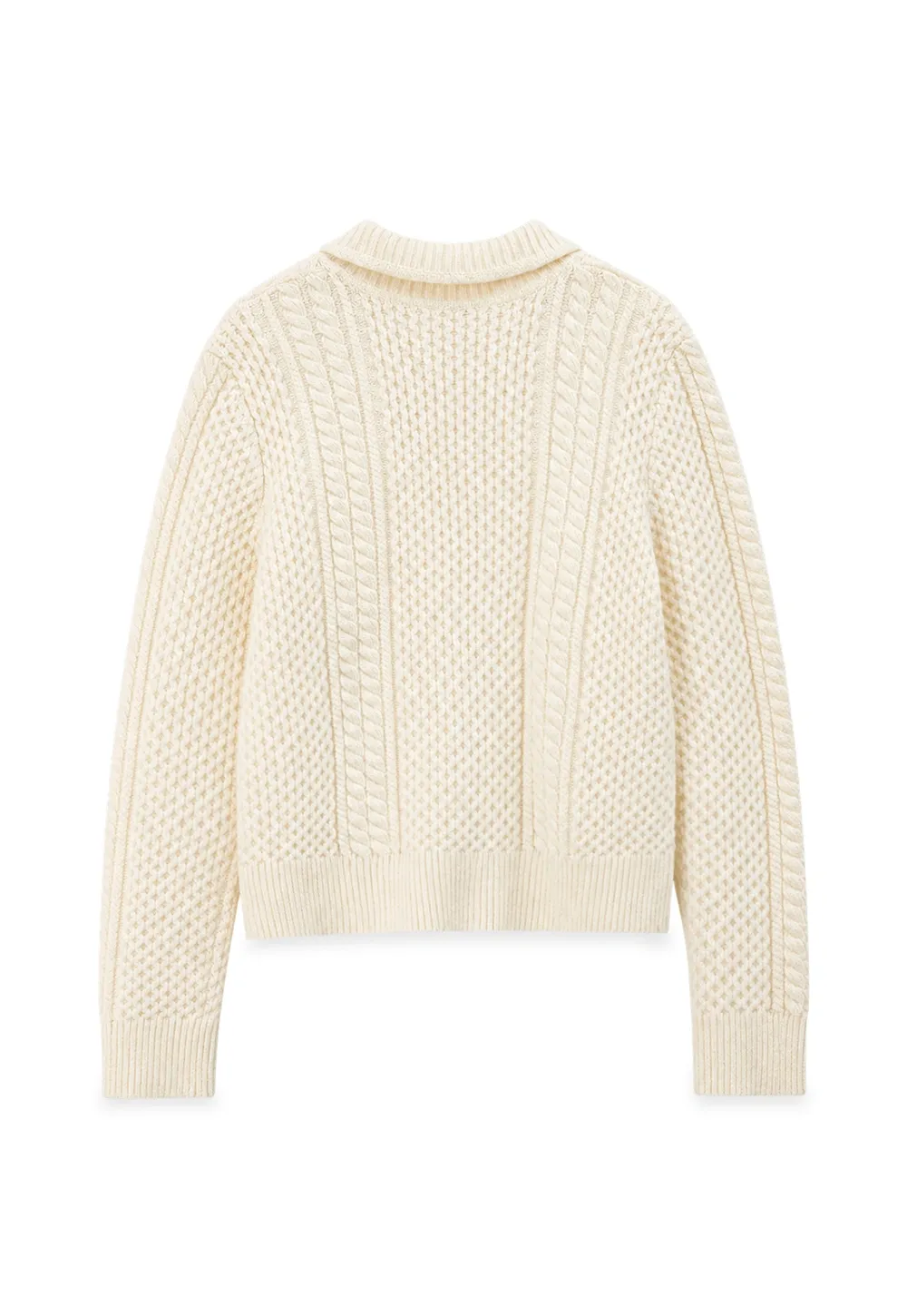 Cropped Collar Knit Sweater with Drawstring Detail