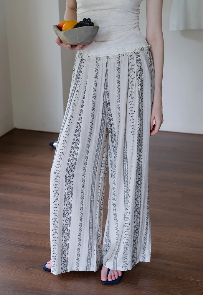 Women’s Boho Stripe Wide-Leg Palazzo Pants