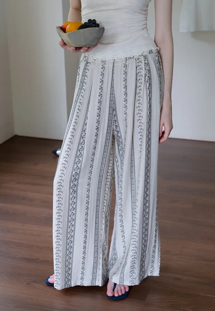 Women’s Boho Stripe Wide-Leg Palazzo Pants