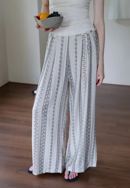 Women’s Boho Stripe Wide-Leg Palazzo Pants