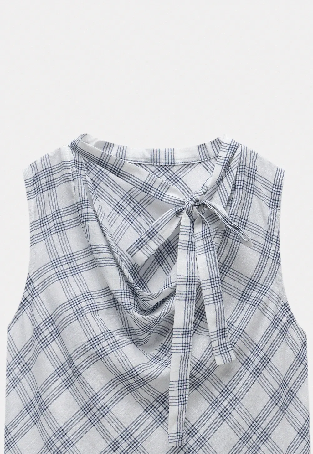 Plaid Bow Sleeveless Top